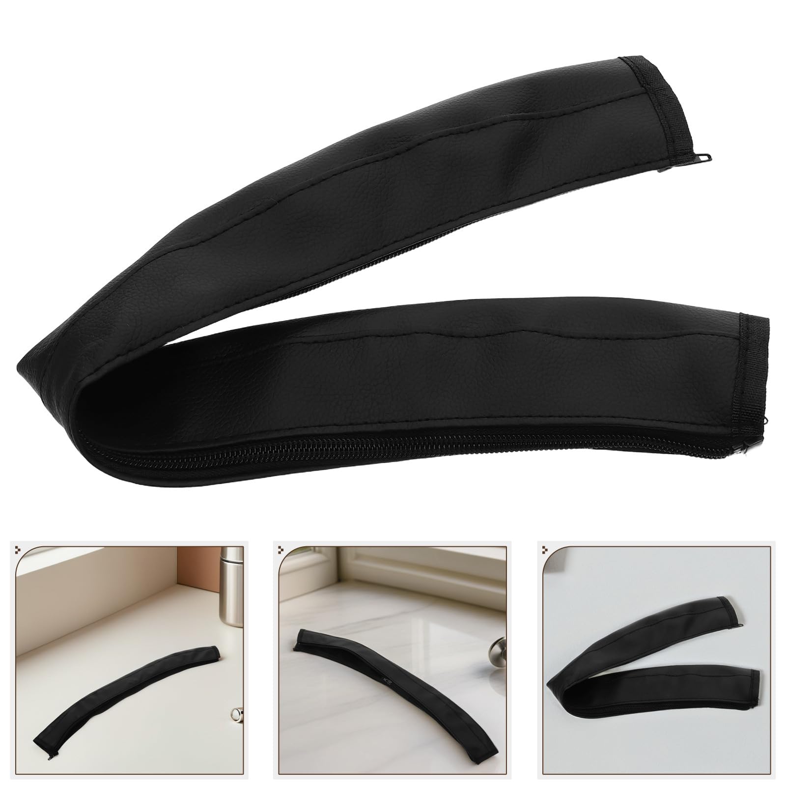 Genérico Funda de Cuero Reutilizable para Manillar de Cochecito Negro, Fácil de Limpiar, Protector para Barra de Empuje en Cochecitos y Carritos de Ñiño