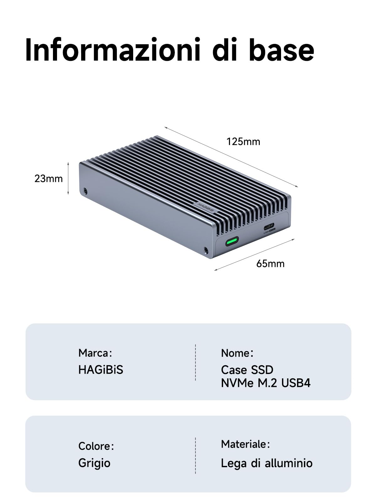 Hagibis Alloggiamento SSD M.2 NVMe, custodia SSD USB4 da 40 Gbps con display a LED Cavo USB4 PCIe3.0x4 Custodia per unità a stato solido esterna USB C in alluminio, chiave B&M+M 2230/2242/2260/2280