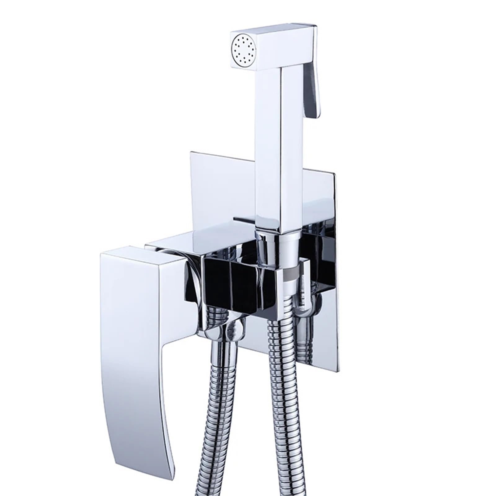 Bidety kwadratowy mosiądz chromowany bidet bateria toaletowa prysznic przenośny opryskiwacz zestaw ciepłej i zimnej wody kran higieniczny prysznic (BR-3316316C)