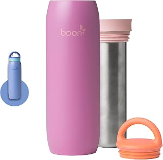 Boon Frosh Portable Breast Milk Cooler - Stainless Steel Chiller Keeps Milk Cold 17 Hours - Purple TSA Compliant