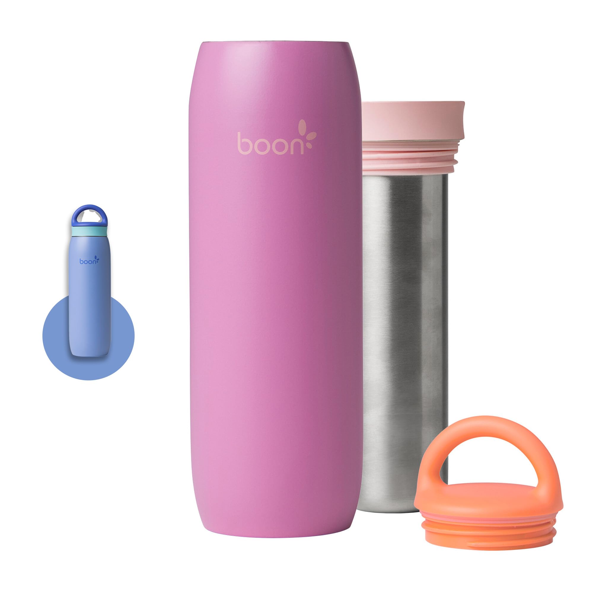 Boon Frosh Portable Breast Milk Chiller - Stainless Steel Breast Milk Cooler - Stainless Steel Portable Milk Storage Container - Purple - Keeps Breast Milk Cold for up to 17 Hours*