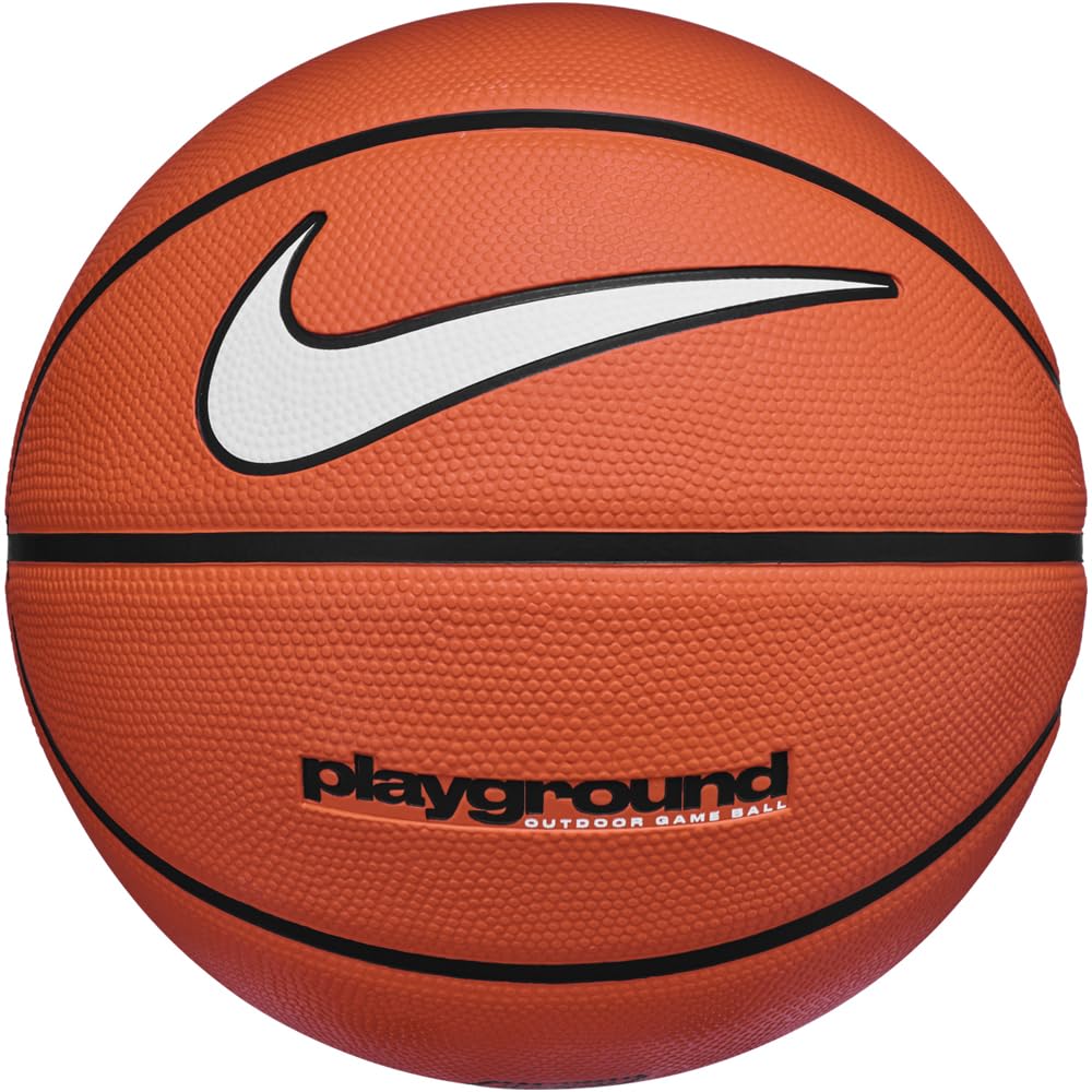 Nike Everyday Playground Basketball 8P – Outdoor Street Basketball Ball – Durable Recreational Basketball – Delivered Deflated, Amber/Black/White, 7