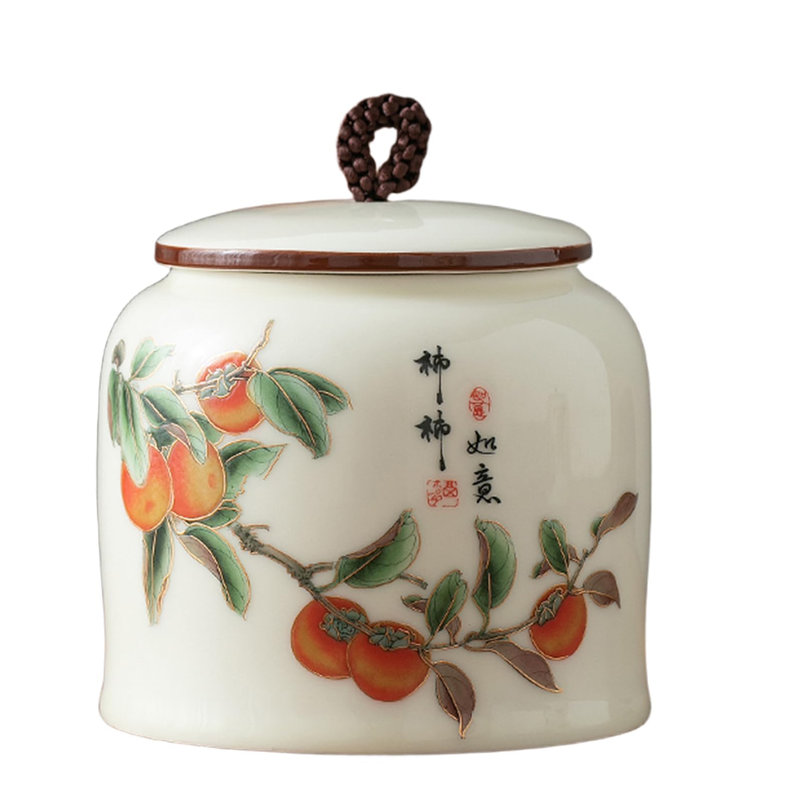Dxcaicc Chinese Retro Tea Canister Ceramic Storage Jar with Lid Container Traditional Symbolism of Auspicious Motifs Loose Leaf for Small Candies,B
