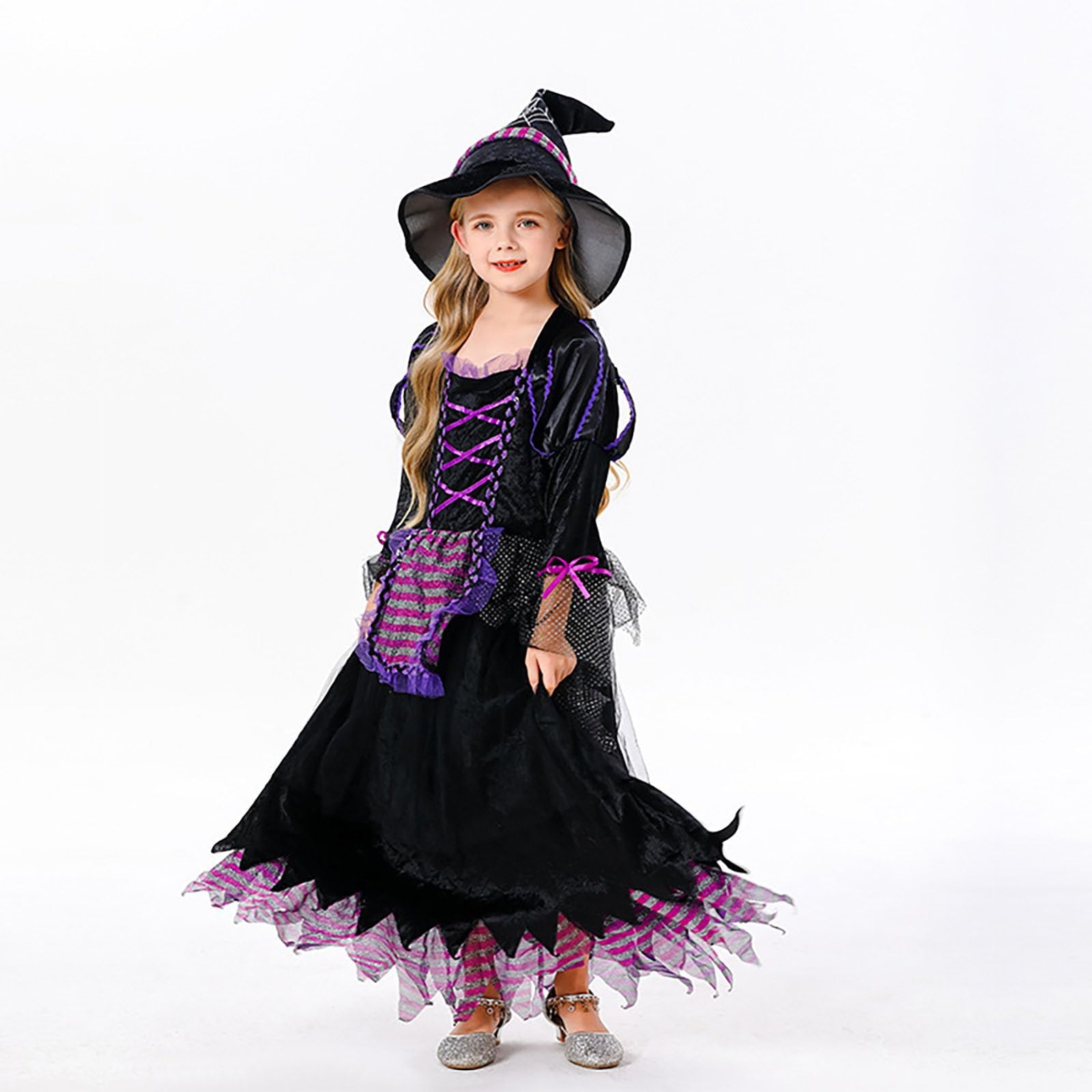 Hexen Kostüm Kinder Halloween Kostüm Mädchen Halloween Kinder Hexen Zauberer PartyzubehöR Set Kleid Mädchen Karneval Fasching Cosplay Kostüme Perfekt Für Faschingsparty Und Rollenspiel