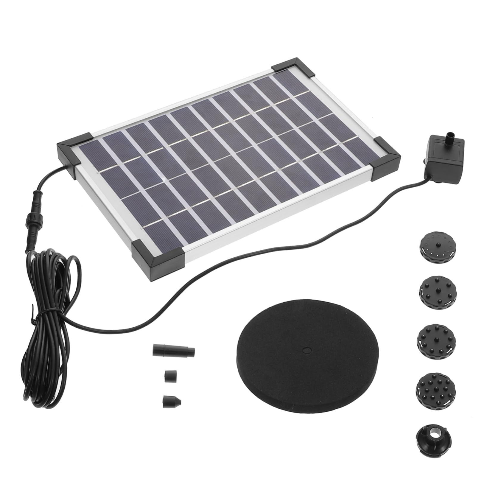 Pompa Fontana Solare da Giardino 5w Dc 12v Nero Abs | 190cm Cavo, 500 L/h Portata, Installazione Semplice, per Piccolo Stagno e Bagno Esterno