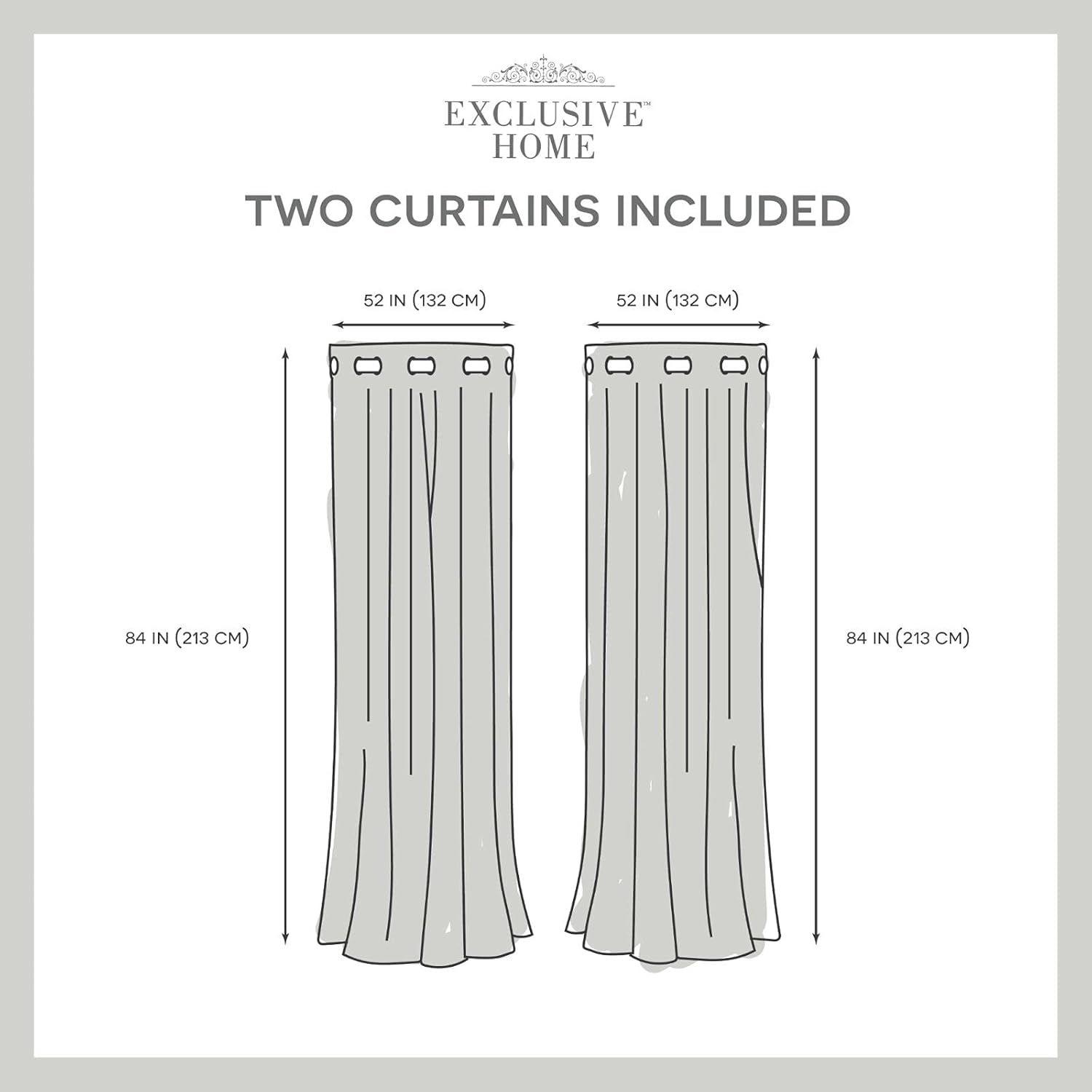 Exclusive Home Bastian Room Darkening Blackout Grommet Top Curtain Panels, 52"x84", Indigo, Set of 2