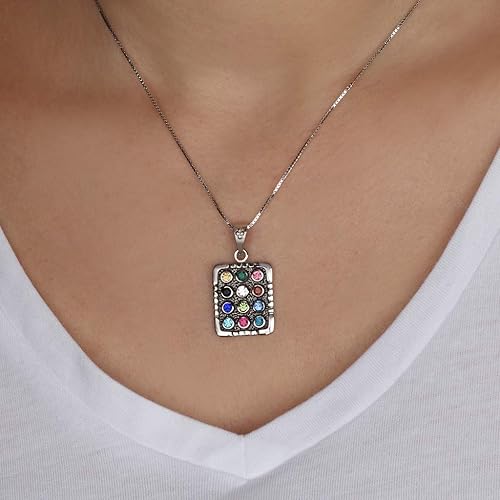 Miniatura 3 de Collar de Pechera de Éfido, Pechera de Sacerdote, Joyería Hebrea, Collar Hoshen, Collar de las Tribus de Israel, Joyería de Plata de Ley 925,