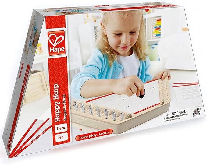 Hape Happy Harp Kid's Musical Instrument | Award Winning Wooden Lap Harp Toy for Kids, Tuning Tips, Tuning Wrench, Picks and Song Sheets Included