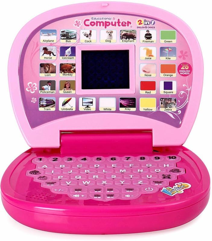Toy Computer Typing KinderTales® Learning Laptop Toy for Kids – Pink Educational LED ...