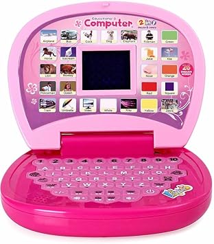 Learning Laptop Toy for Kids – Pink Educational LED Display Laptop with Music, Sounds & Typing, Battery-Powered, Interactive Early Learning Toy for Toddlers & Preschoolers