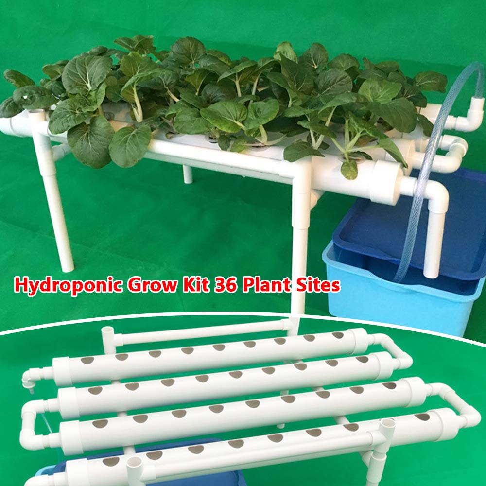 Kit de cultivo hidropónico, 36 agujeros, 4 tubos, capas de PVC, jardines acuáticos de cultivo, juego de cultivos vegetales, flores, system educativo hidropónico con bomba de agua para systems de