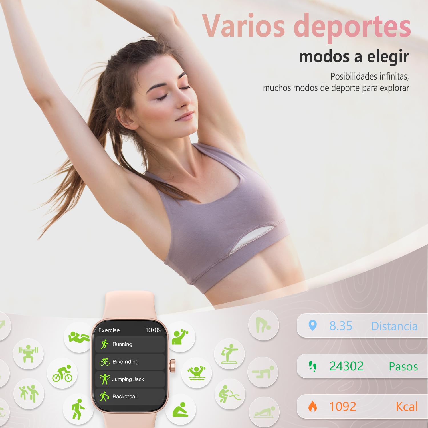 ASWEE Smartwatch, 1.85'' Schermo Orologio Smartwatch Uomo Donna con Chiamata e Risposta Vivavoce, Smart Watch con Contapassi, Cardiofrequenzimetro da Polso, 200+ modalità Sportive per Android iOS