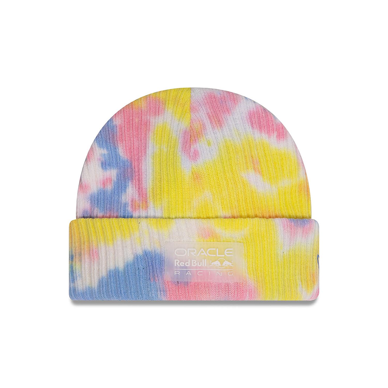 New EraRed Bull Racing, Beanie hat, Pastel tie dye, Multicolour Pink, Yellow, Blue, Short Cuff, Cotton Knit Stretch, fits Most Adults, Official Merchandise