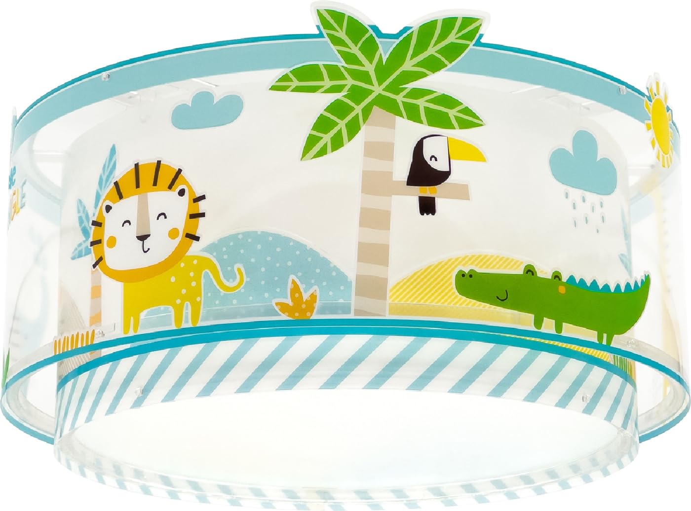 Plafoniera per bambini Dalber My Little Jungle, "I miei piccoli animali della giungla", plafoniera per bambini, 76116M, E27-2 x 15W