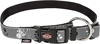 TRIXIE Silver Reflect Halsband Größe M–L: Halsumfang 35–55 cm/20 mm in schwarz/silbergrau - stark reflektierendes Halsband für mittelgroße bis große Hunde, gute Sichtbarbarkeit im Dunkeln, 12223 product image