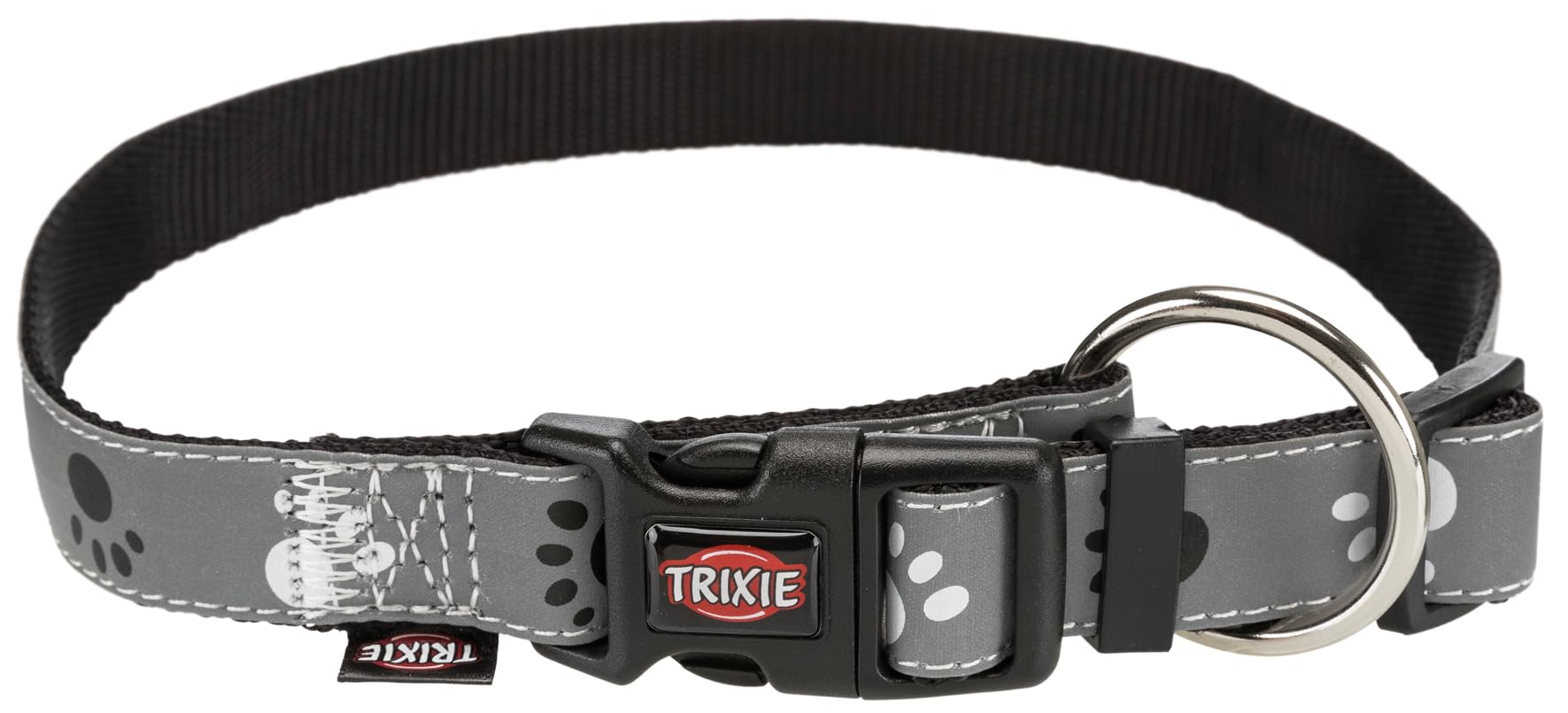Trixie silver reflect collar size M–L: neck circumference 13.8–21.7 inches/0.8 inches in black/silver-grey – highly reflective collar for medium to large dogs, excellent visibility in the dark – 12223