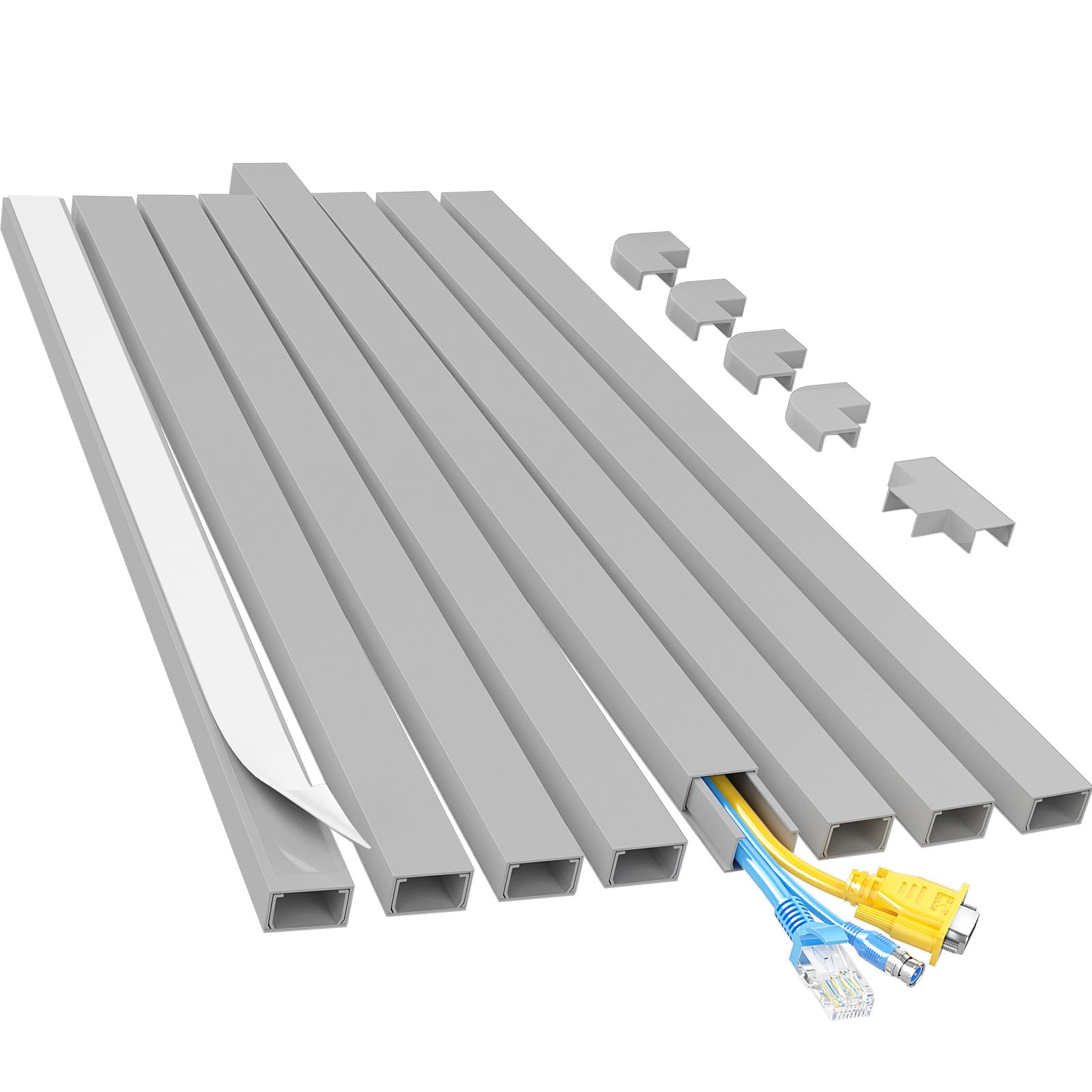 YECAYE 2.88M Cable Trunking, Cable Cover for Wall, W24mm H14mm, Grey
