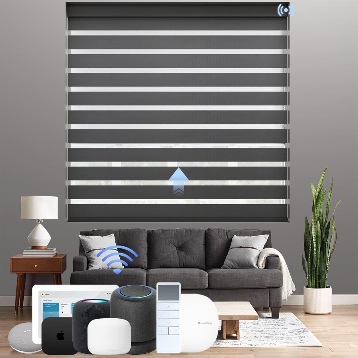 Motorized Zebra Blinds, Smart Shades with Remote, Custom Size