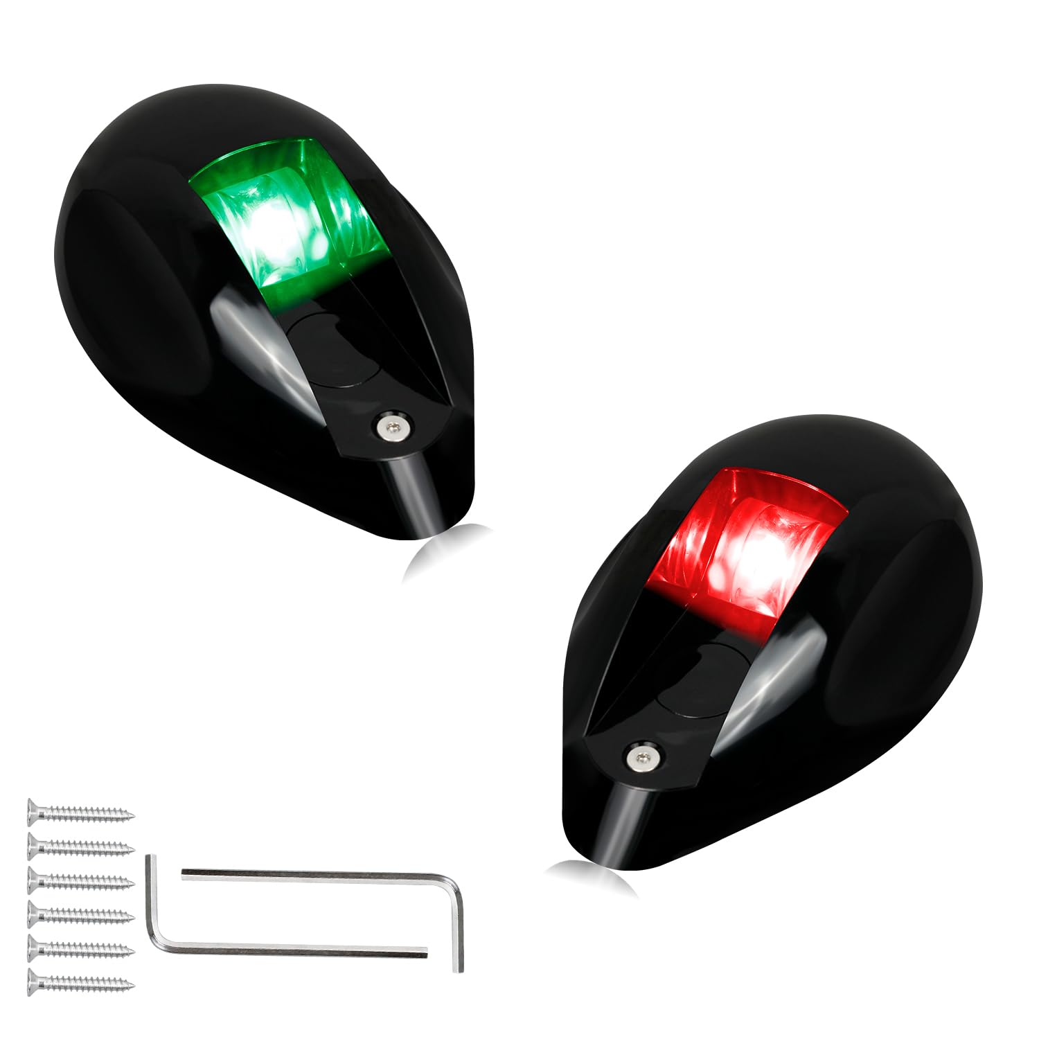 HERCOOBoat Navigation Lights LED Bow Lights for Boats, IP67 Waterproof Red and Green Marine Navigation Lights for Bow & Stern，Ideal for Pontoon, Yacht, Power Boat - Black