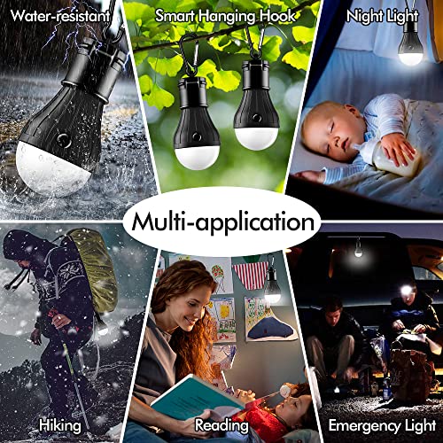 Fly2Sky Tent Lamp Portable Led Tent Light 4 Packs Hook Hurricane Emergency Lights Led Camping Light Bulb Camping Tent Lantern Bulb Camping Equipment For Camping Hiking Backpacking Fishing Outage #TOP4