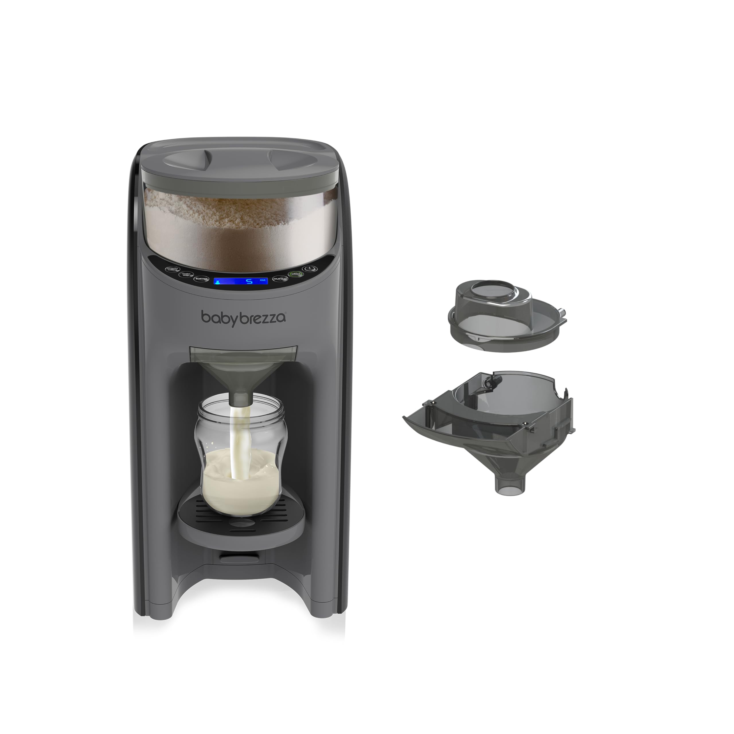 Baby Brezza Formula Pro Advanced automatischer Flaschenzubereiter | Mischt Milchpulver & Wasser perfekt – Mit 2 Milchpulvertrichtern (1 im Gerät, 1 extra) – 3 Temperaturen – BPA-frei - Charcoal