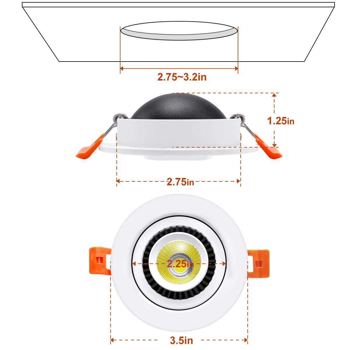 Lot de 4 spots LED encastrables à intensité variable COB Tai Chi CRI80 5W - 4 Pack 4000k (Nature White)