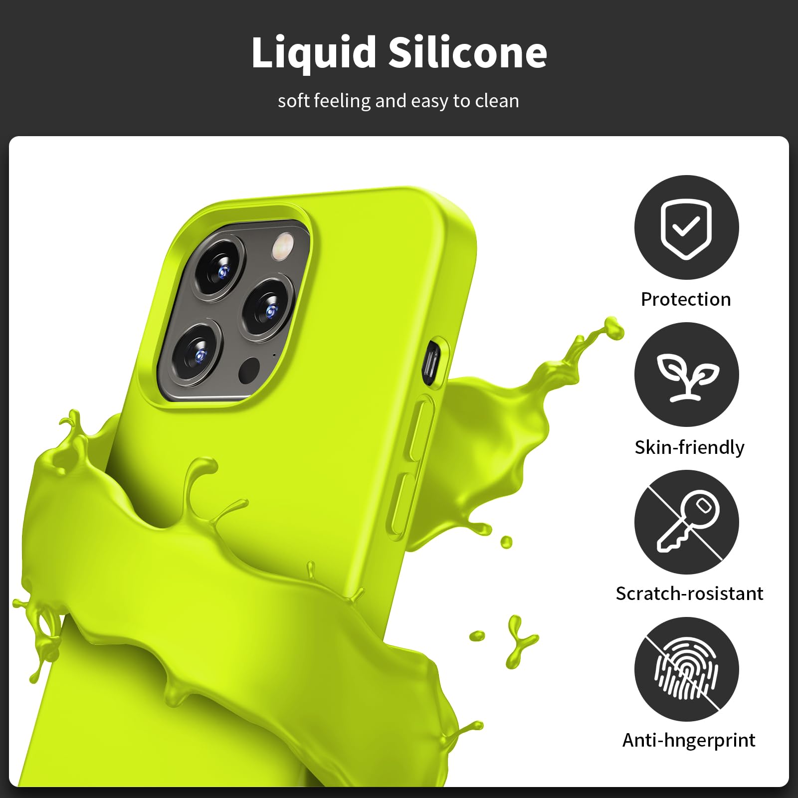 TIIXXE Silicone Case Compatible with iPhone 13 PRO Case Soft Ultra Slim Protective Shockproof Liquid Silicone Phone Case,Anti-Scratch Microfiber Lining - Image 3