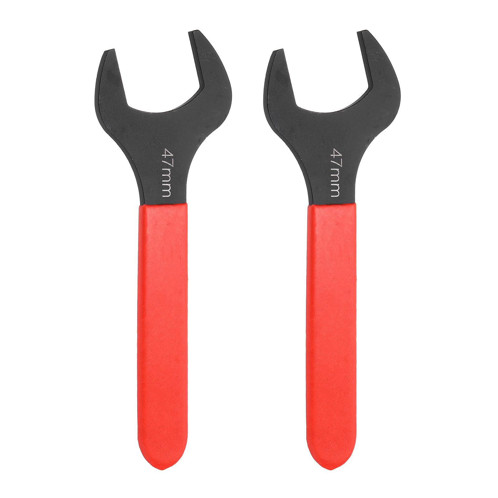 sourcing map 2Pcs Super Thin Single Open End Wrench 47mm Metric Carbon Steel Slim Wrench 15 Degree Angle Open Ended Ultra Thin Mechanic Spanner with Plastic Handle for Tight Space, Red