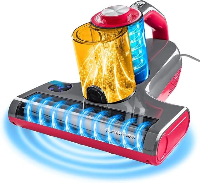 CLEANmaxx 3-in-1 Milbensauger mit 55°C Heißluft, UV-C-Licht & 15 kPa Saugkraft | Matratzensauger entfernt 99,9% Milben | HEPA-Filter für Allergiker & Ultraschall, ideal für Matratzen & Polster