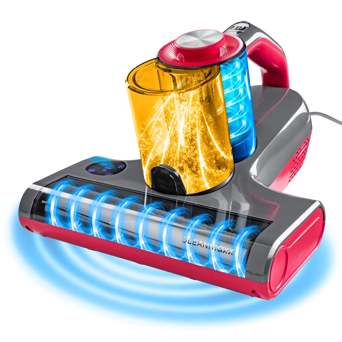 CLEANmaxx 3-in-1 Milbensauger mit 55°C Heißluft, UV-C-Licht & 15 kPa Saugkraft | Matratzensauger entfernt 99,9% Milben | HEPA-Filter für Allergiker & Ultraschall, ideal für Matratzen & Polster
