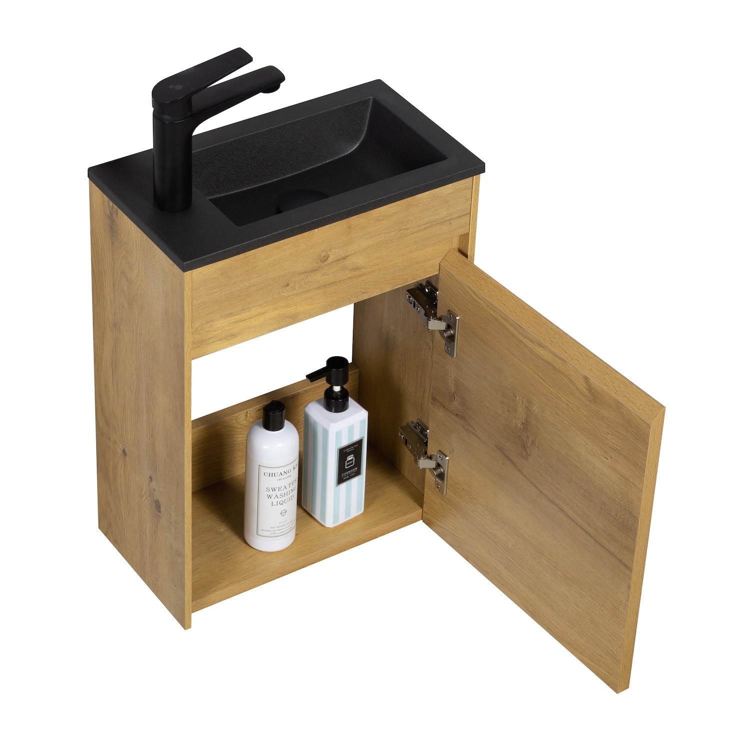Badplaats B.V. Meuble de Salle de Bain Sinta 40 x 22 cm Chene lavabo Noir - Armoire de Rangement Meuble lavabo evier Meubles