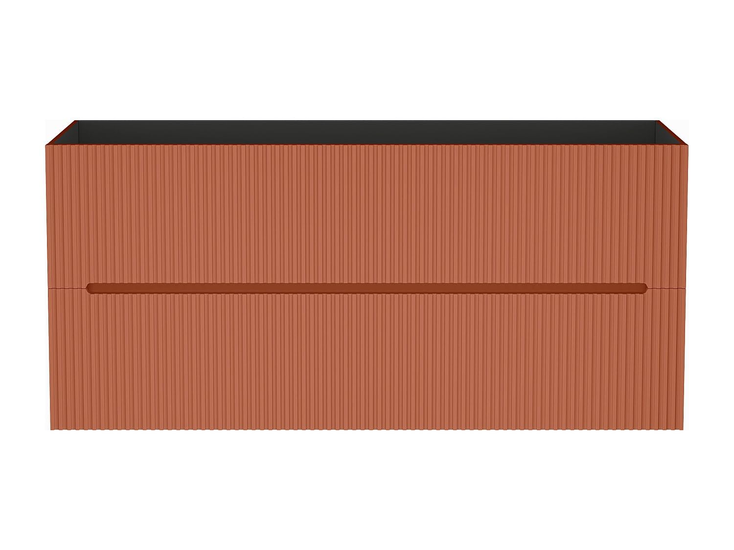 Vente-unique - Meuble sous Vasque Suspendu strié Terracotta - 120 cm - PAVANI