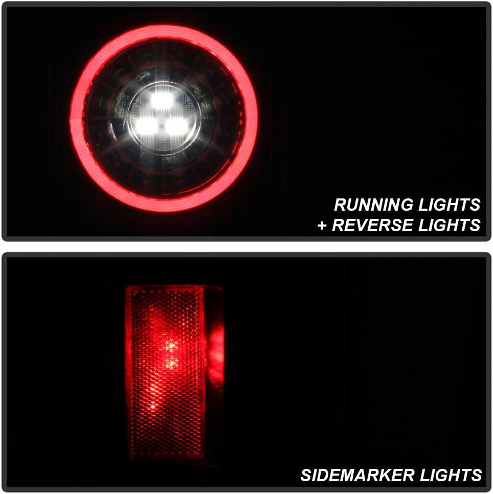 ACANII - For [Halogen Type] 2018-2022 Jeep Wrangler JL Black Housing LED Round Sequential Tail Lights Lamps Assembly