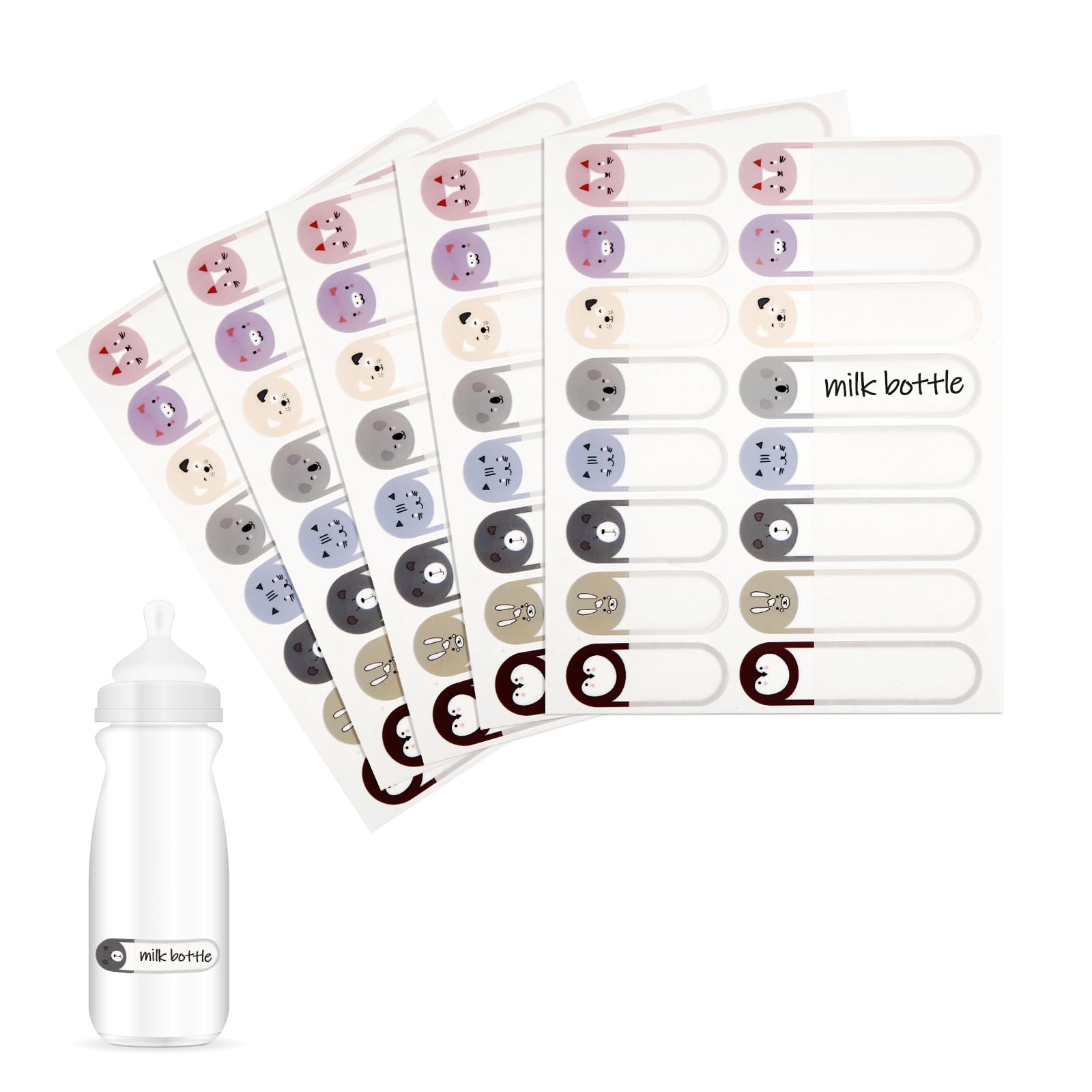 80 Etiquetas Impermeables, 2 Tamaños Etiquetas Adhesivas Personalizadas para Botellas de Agua Pegatinas de Nombre Etiquetas para Botellas de Agua y Contenedores, Sin Residuos (Animal Lindo)