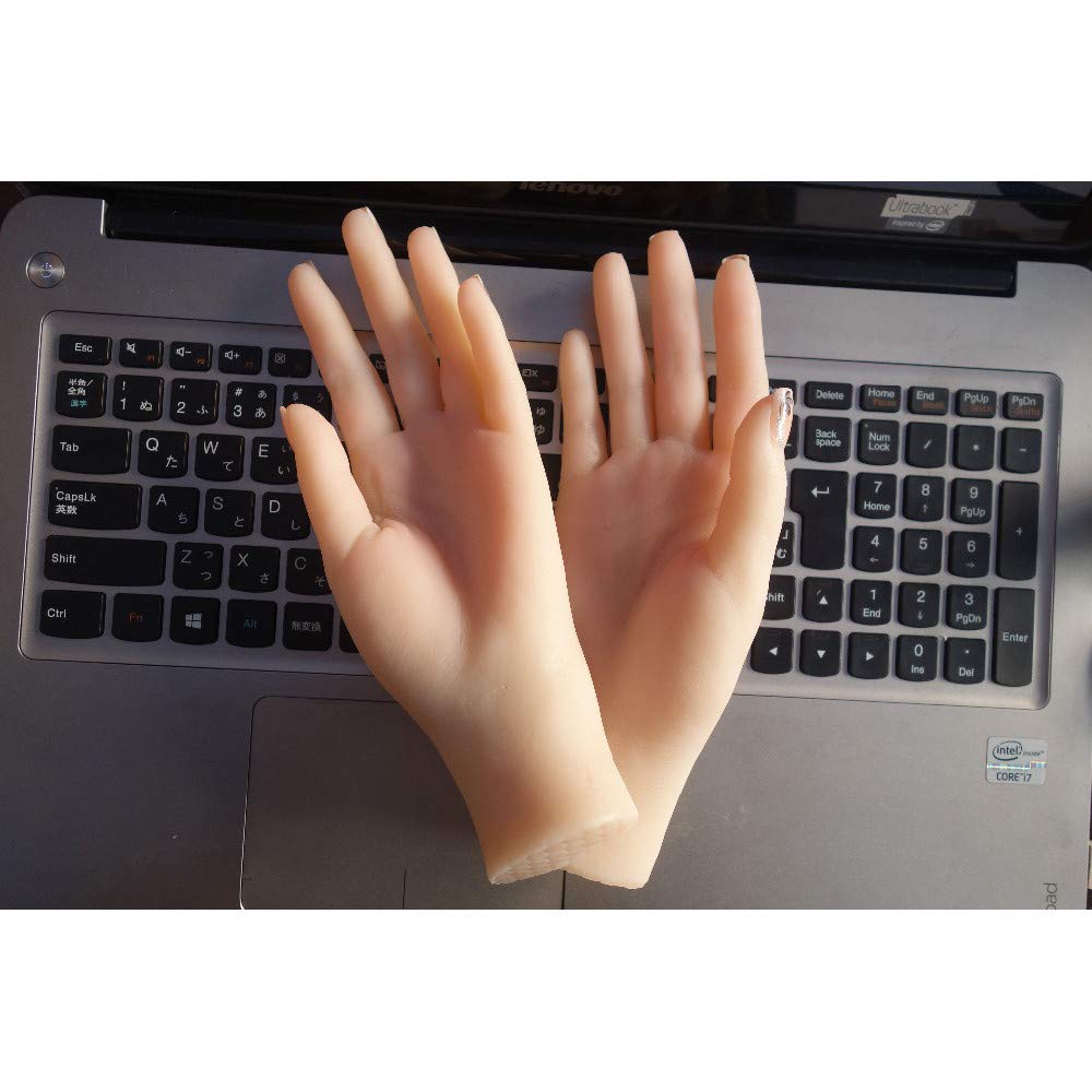 Piedi o mani in silicone, mano realistica in silicone, modello a mano in silicone, 1 paio di mani finte femminili a grandezza naturale in silicone morbido flessibile per anello braccialetto e Gl