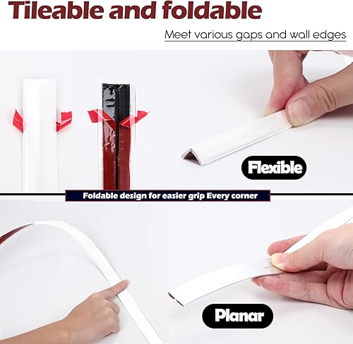 Miniatura 3 de Moldura de pared para despegar y pegar, tiras decorativas plegables flexibles de 33 x 0.8 pulgadas para pared, muebles, moldura autoadhesiva