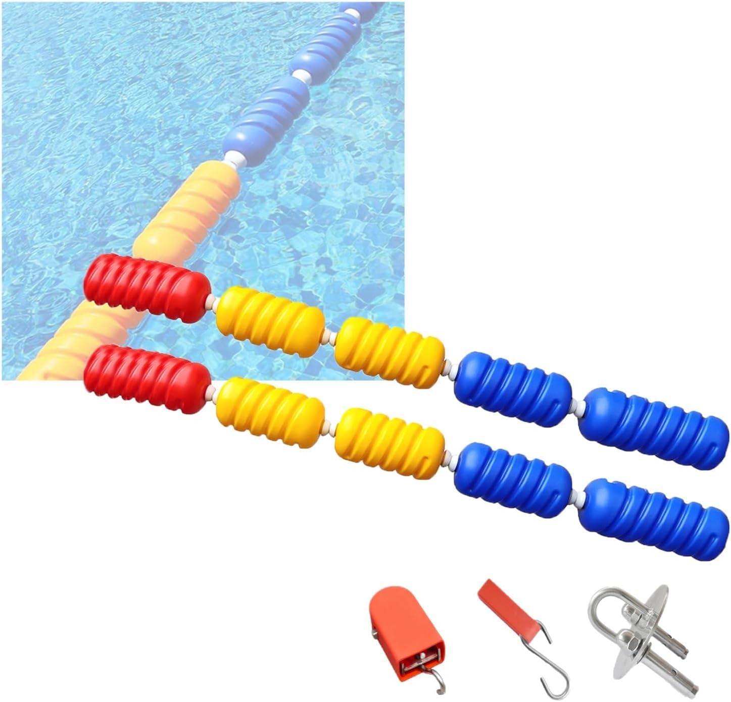 JKJZSALJ Pool Safety Hook Pool Lane Dividers, 9Cm Diameter Safety Divider Rope Buoy, Swimming Pool Safety Fence With Hook Accessories,Wire Rope,6m/19.7ft