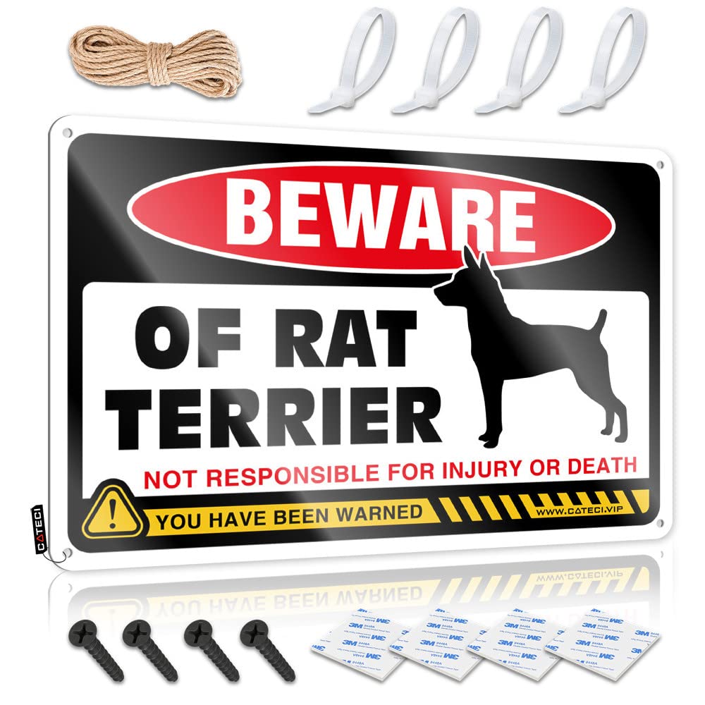 HELIOFORGE Bar Signs For Home Bar Decor Beware Of Rat Terrier Tin Sign Beer Limit Sign Outdoor Funny Metal Sign(30X40CM)