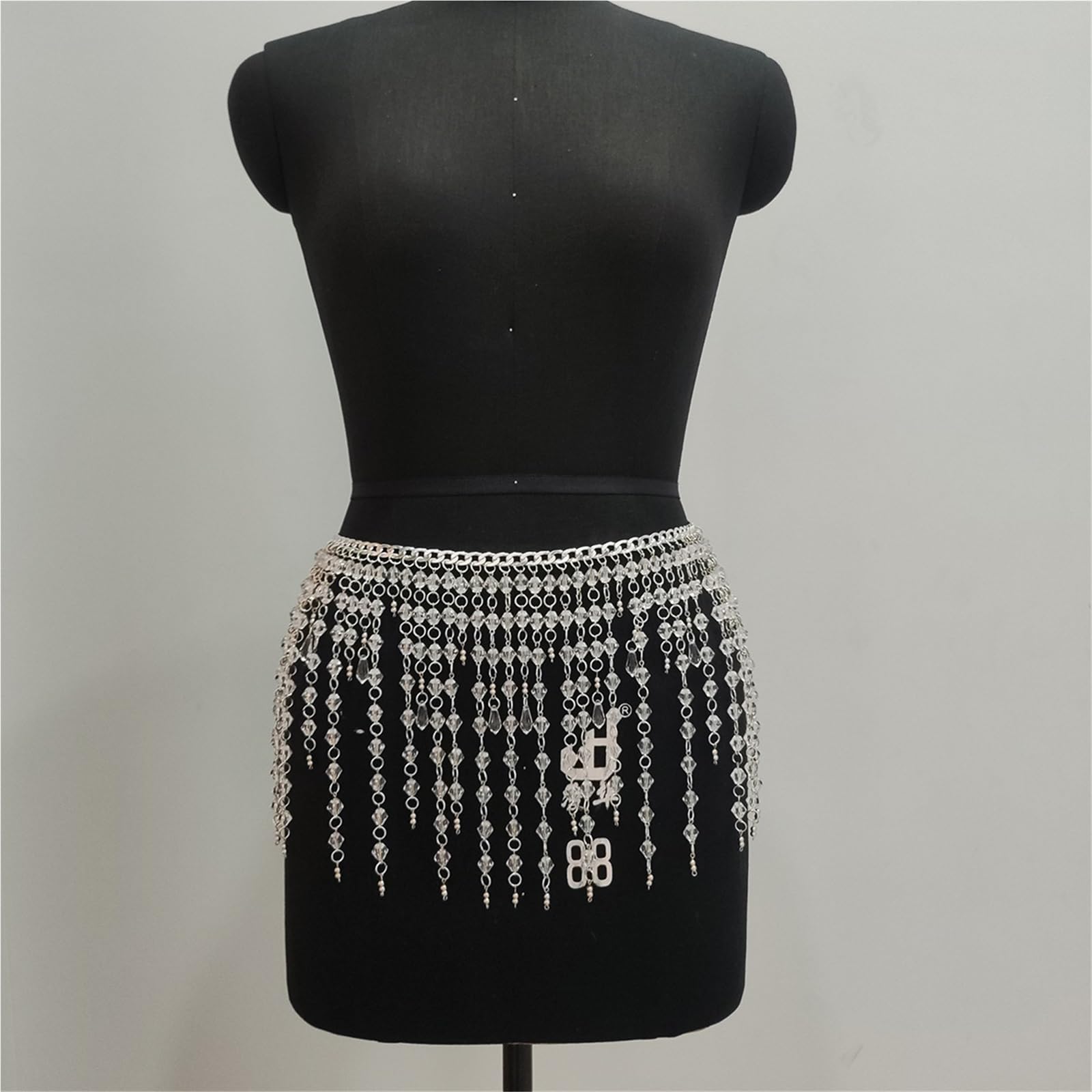 Ensemble de chaînes de corps en perles de cristal: harnais et ceinture de style industriel chic