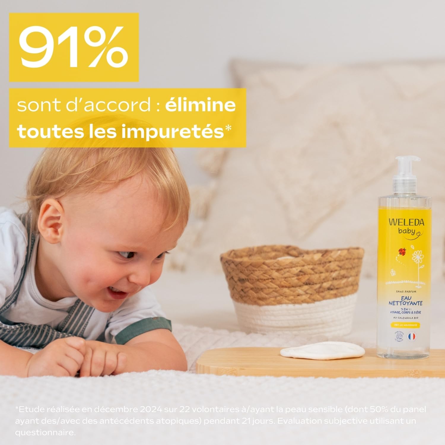 WELEDA - Eau nettoyante au Calendula sans parfum - Nettoie en douceur - Pour la toilette quotidienne des peaux délicates des bébés et des jeunes enfants - / - 400 ml