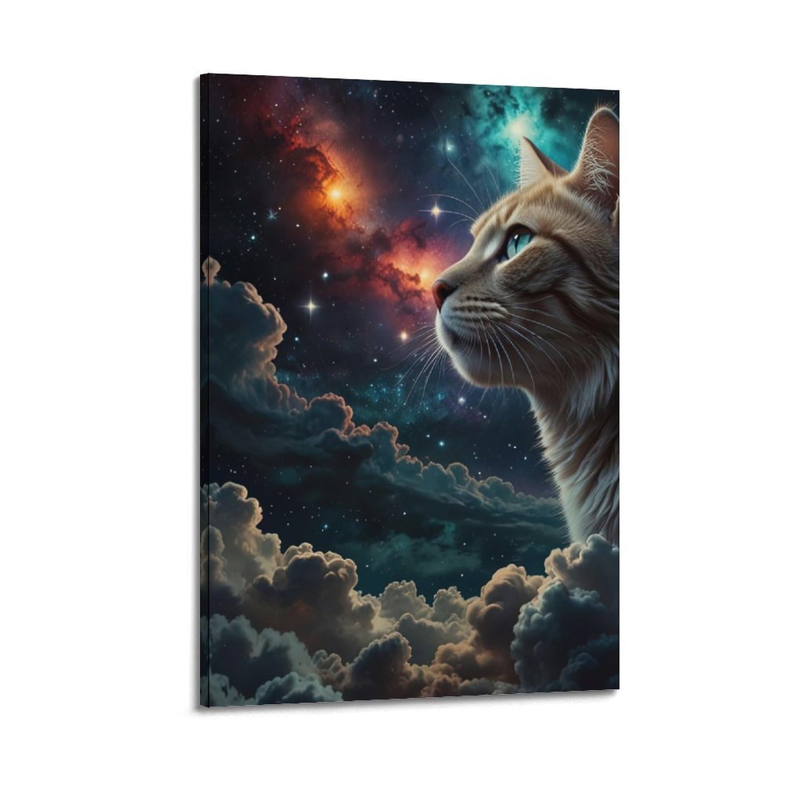 WZKTCL Animal Poster Cat in The Sky Poster Decorative Painting Canvas Wall Posters And Art Picture Print Modern Family Bedroom Decor Posters 24x36inch(60x90cm)
