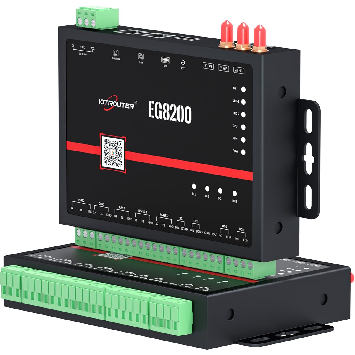 EG8200 MQTT Modbus Protocol Conversion Gateway RS485 RS232 Serial to 4G LTE WIFI Ethernet Industrial Grade IOT Gateway with IO Interface CAN GPS, Support Node-RED Software PLC Remote Control