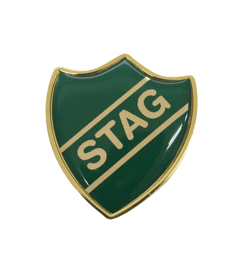 Capricornone Stag Wedding Gel Domed School Shield Badge