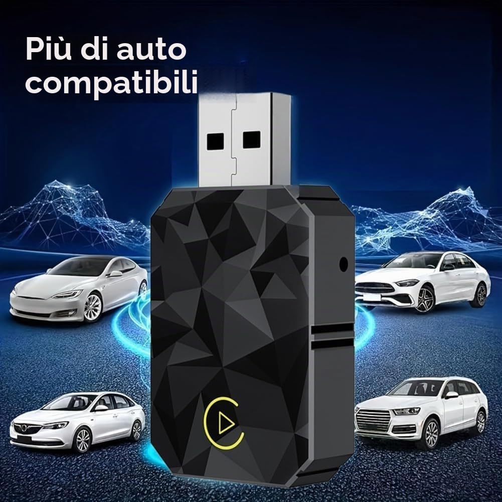 2 in 1 Wireless CarPlay Adattatore per Leapmotor T03 2024 2025 2026, Carplay e Android Auto Converte Cablato in Wireless, Plug And Play Veloce e Stabile,Black