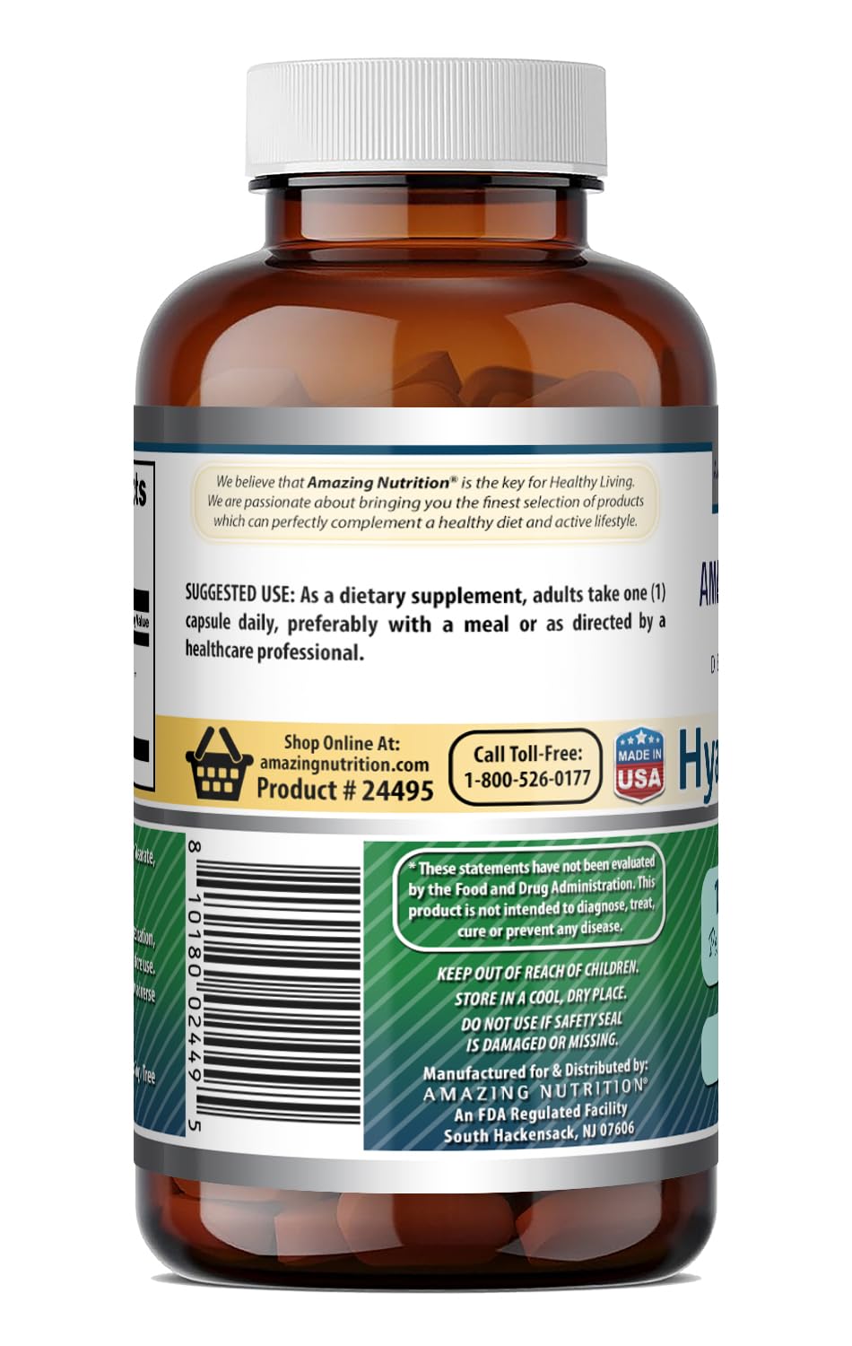 Amazing Formulas Hyaluronic Acid 100 Mg Supplement | Capsules | Gluten-Free | Made in USA (1 Pack | 120 Count) — Amazon image 3
