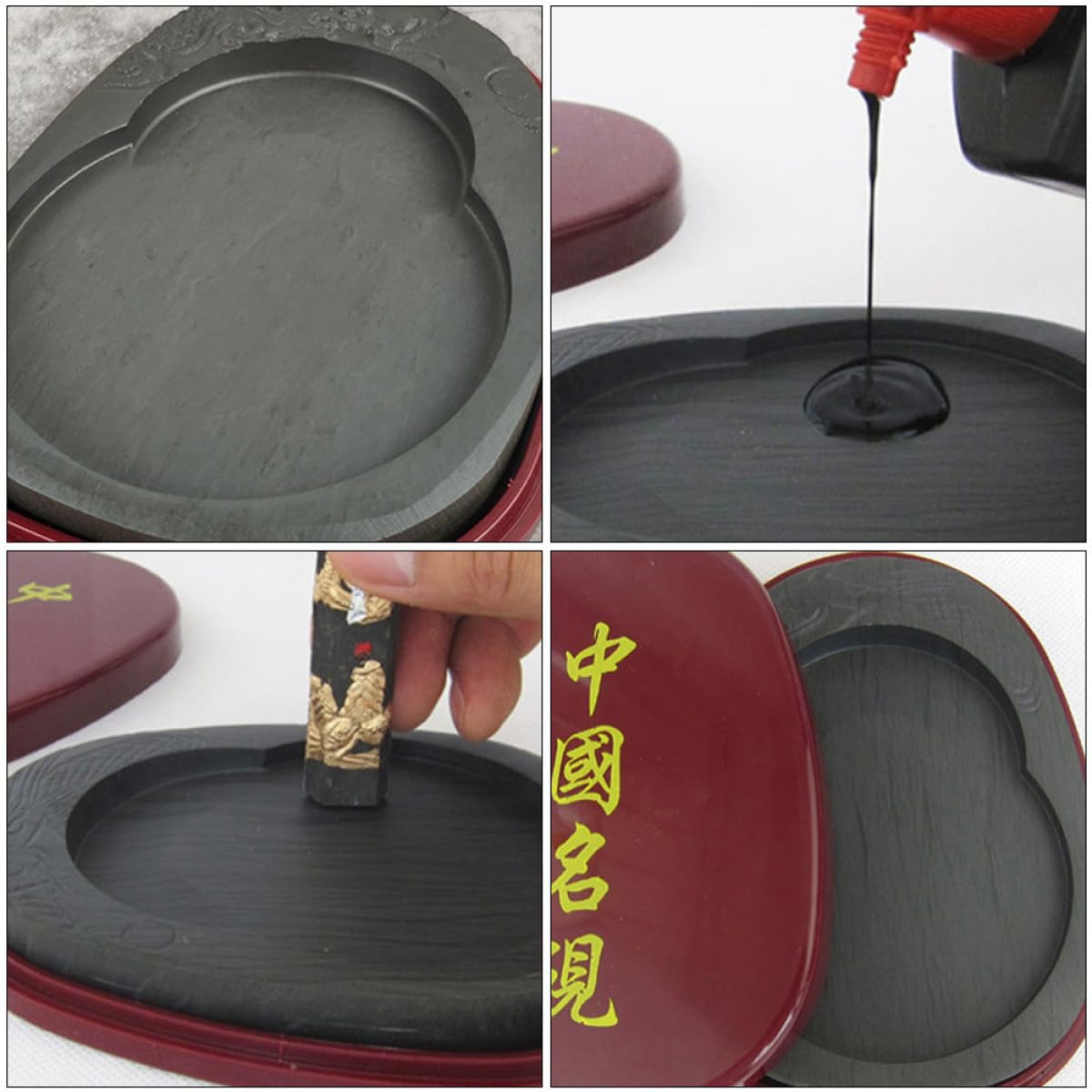 Pierre à Encre de Calligraphie Chinoise Couvercle, Facile à Transporter et Lavable, Accessoire Traditionnel pour Peinture et Calligraphie pour Étudiants et Enseignants