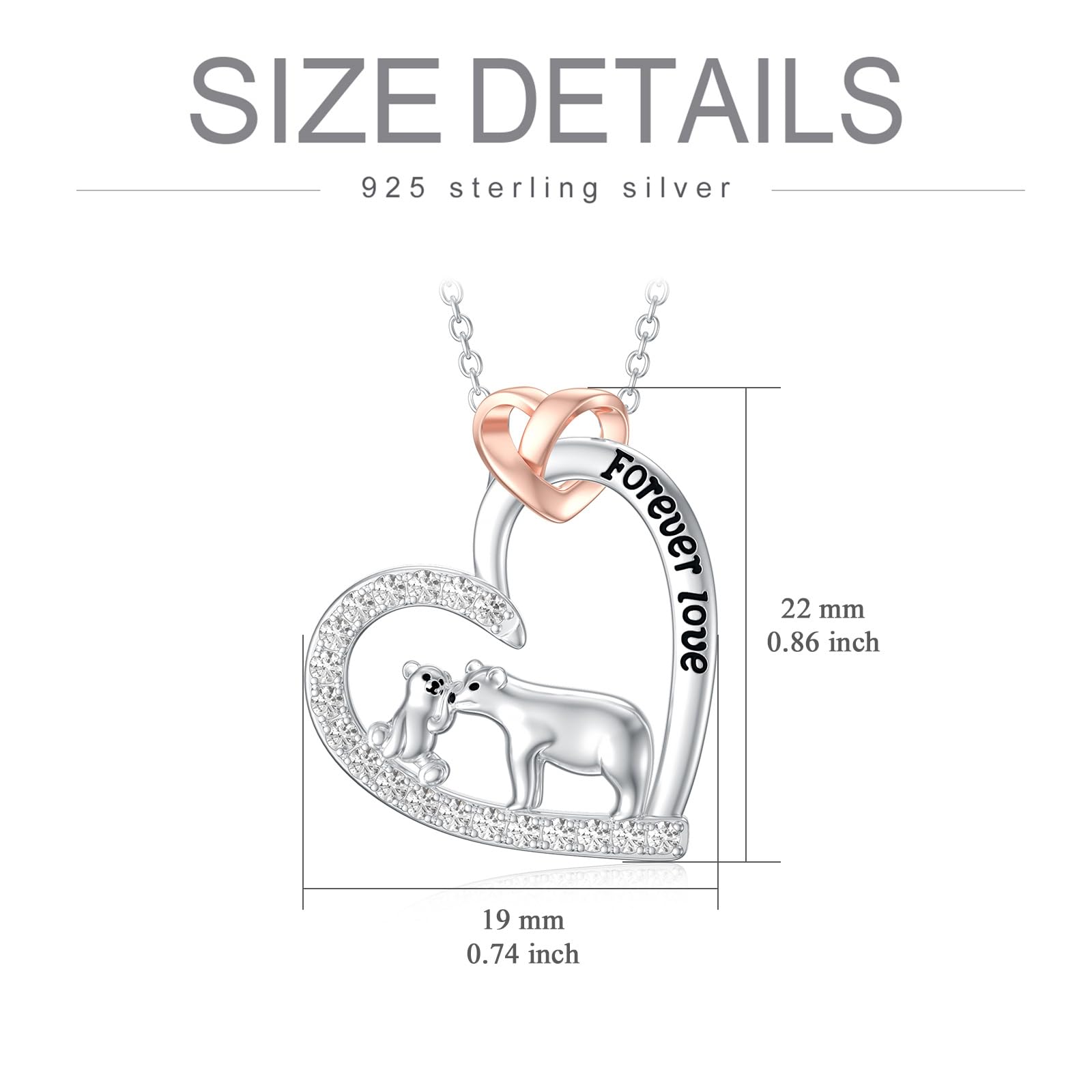 Seiyang Collar de plata de ley 925 con diseño de elefante/oso/dinosaurio para el día de la madre, regalo para el día de la madre, hija, hijo, joyería para mamá y mujer