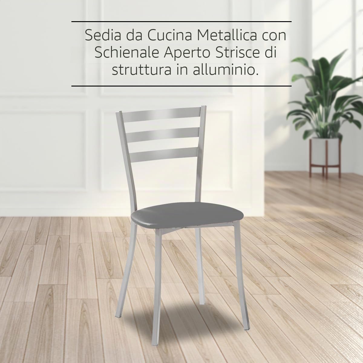 ASTIMESA SCALMGT Due sedie da cucina, metallo, grafite, altezza della seduta 45 cm