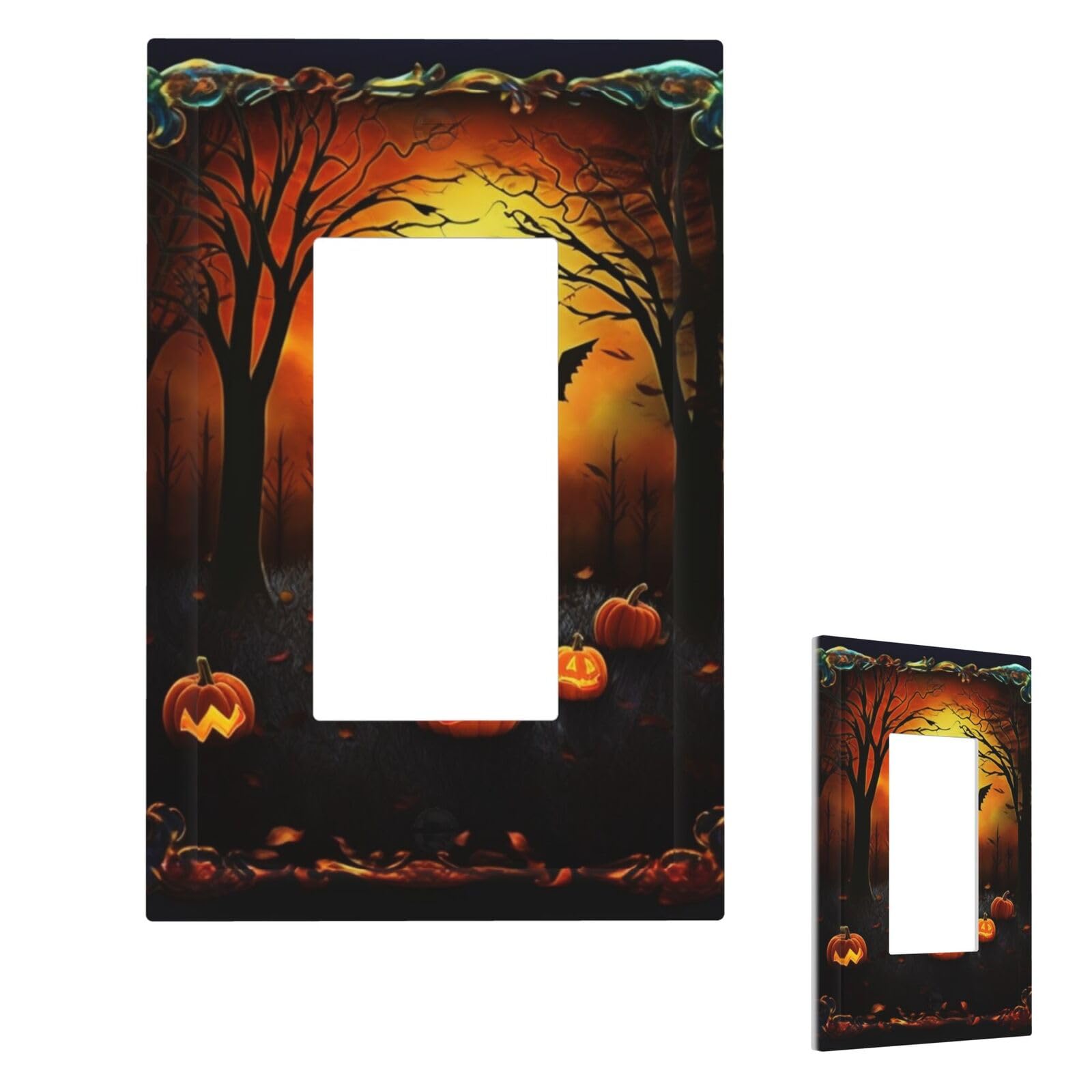 Fekiloot 1 Gang Halloween Party Wall Plate Cover Modern Decorative Light Switch Cover Unbreakable Receptacle Outlet Covers For Living Room Bedroom Home Decor