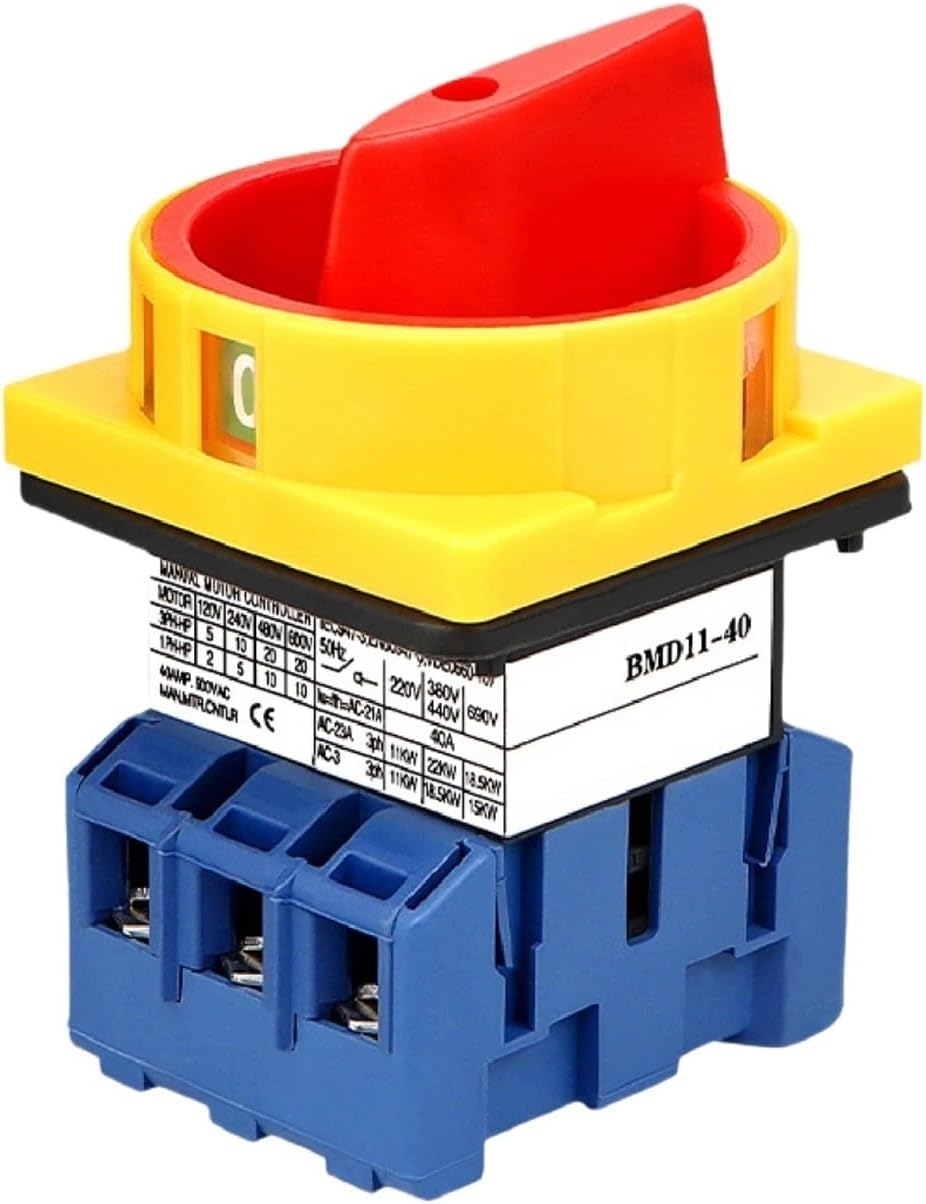 BMD11 Rotary Load Break Isolator Switch 3 Pole Three Phase 380V 50Hz Manual Changeover Disconnect 25A to 100A(40A)